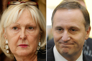 Christine Rankin, left, and John Key, right.