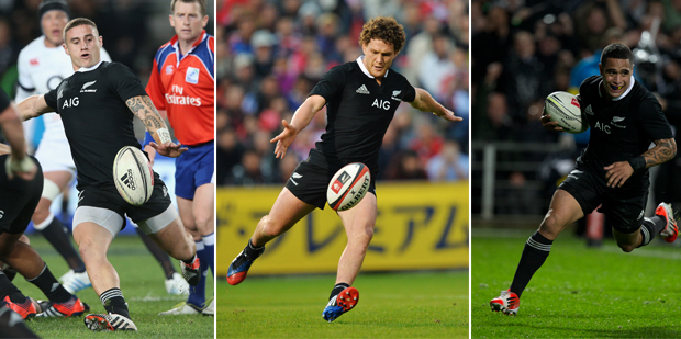 TJ Perenara, Tawera Kerr-Barlow and Aaron Smith have the speed and youth All Blacks selectors are looking for in a halfback. Photos / Brett Phibbs, Getty Images