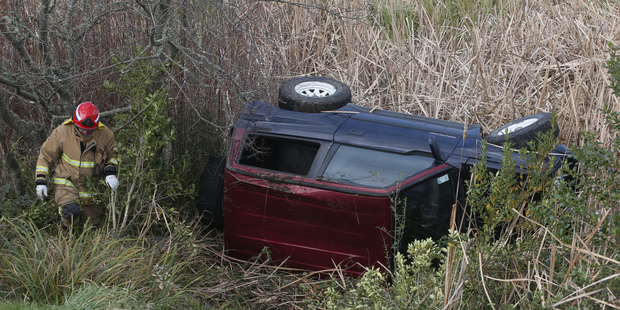 A vehicle has left the road between the Welcome Bay round about and the Windermere round about. Photo/John Borren