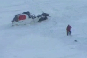 Wreckage of the helicopter. Photo / One News