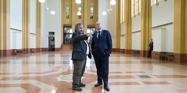 Sir Peter Jackson discusses his vision with John Key. Photo / Mark Mitchell