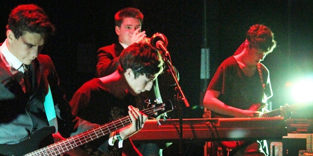 Rock-reggae five piece Co-Lab from Whangarei Boys High School and Kamo High School. Photo / Alex Woods