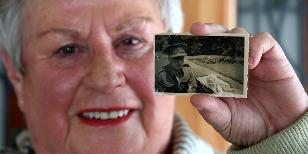 Pam MacDonald treasures the photos she has of herself as a baby with her father before he left to fight in the Pacific. Photo / Jason Oxenham