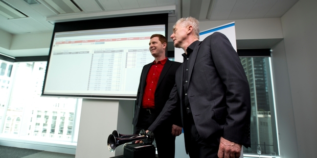 Eroad's chief executive Steven Newman (left) and commercial director Peter Batcheler. Photo / Dean Purcell