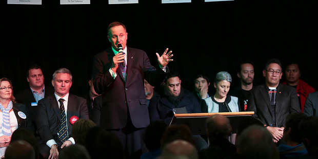 Prime Minister John Key speaks at an event at the Kumeu Baptist Church. Photo / Chris Loufte
