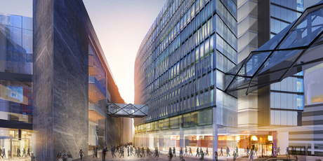 Sky City new concept designs for international convention centre, here showing a new 'laneway' between Nelson and Hobson Streets.