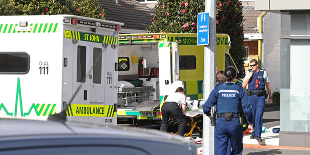 A person that fell from the Sharp Tudhope building has been taken to hospital. Photo/John Borren