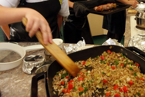 Students from Wanganui competing in The Maggi Kitchen Showdown, 2013. Photo / Stuart Munro