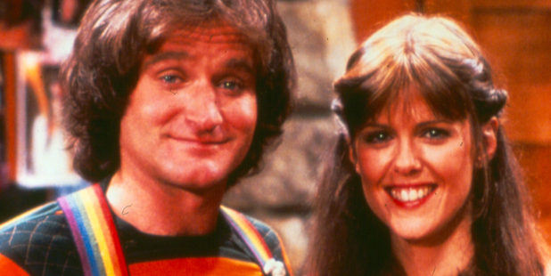 Robin Williams in his first breakout role as Mork from Ork with Mindy.