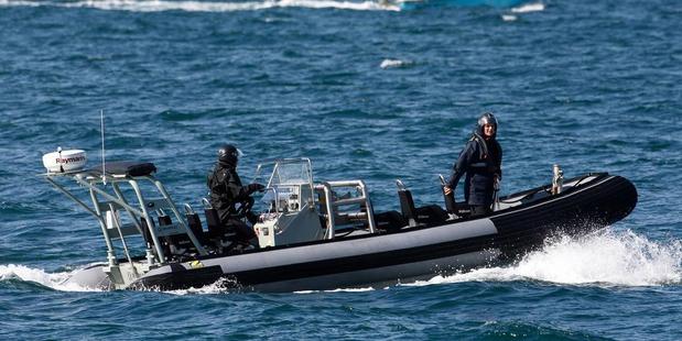 Searchers, including the Navy, police and Coast Guard, searched for a Anthony Preston after the boat he was in sank off Kawau Island in the Hauraki Gulf. Photo / Brett Phibbs