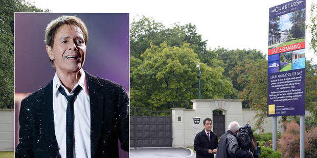 Media outside Charters Estate in Berkshire where Cliff Richards has an apartment. Photo / AP