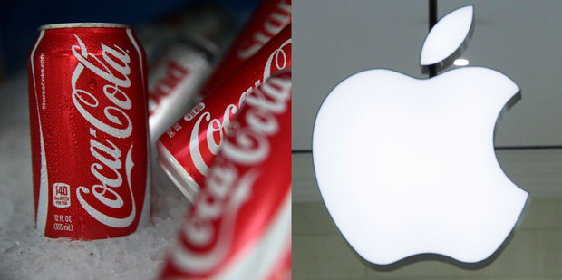Coca Cola and Apple are in the top 1 per cent of companies in the US. Photo / AP, AFP