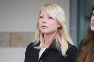 Juliette Anne Gerbes outside court yesterday. Her first manslaughter trial in February ended with a hung jury.