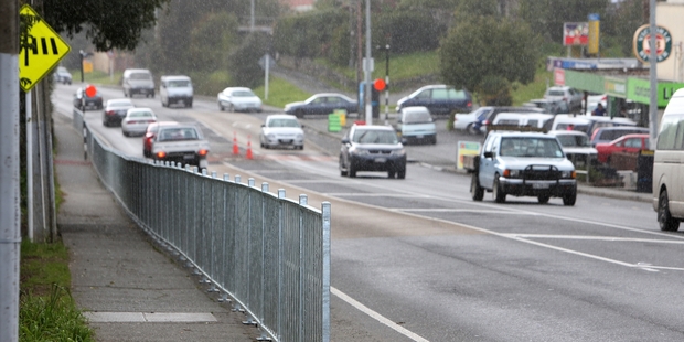 The new pedestrian guard rail at Otaika Rd, Whangarei. Photo / Michael Cunningham