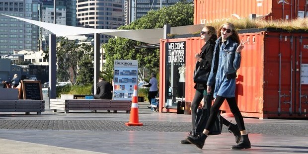 Models outside the Viaduct Events Centre at last year's NZFW. Picture / Anna Lee.