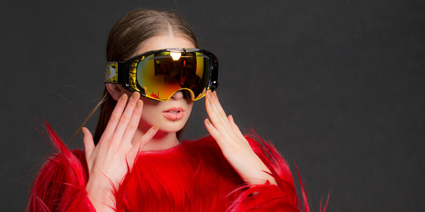 Prada dress, $14,300. Oakley goggles, $300. Meadowlark lip ring, $295. Photo / Greg Bowker
