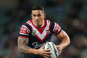 Sonny Bill Williams is set to return from a thumb injury for the Sydney Roosters' vital clash against the Warriors. Photo / Getty Images.