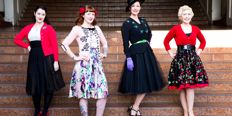 Nathalie Gregory, Samara Pepperell, Rose Jackson and Rachael Pilcher. Photo / Babiche Martens.