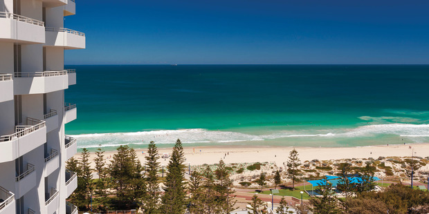 The beach view from Rendezvous Grand Hotel Perth.