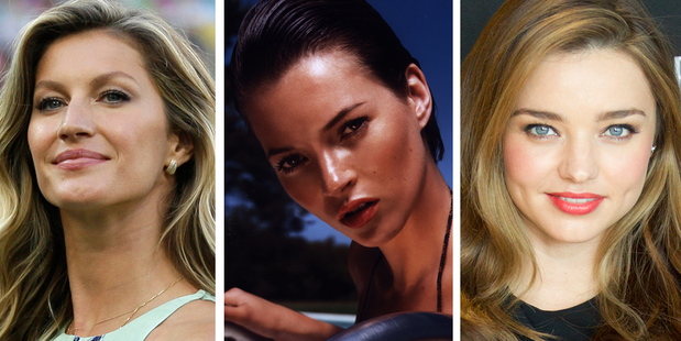 Gisele Bundchen, Kate Moss and Miranda Kerr. Photo / AP; Supplied; NZH