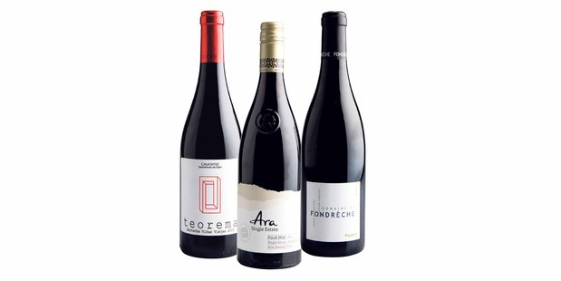 Bodegas y Vinedos del Jalon Teorema Calatayud Garnacha, Spain 2010; Ara Single Estate Marlborough Pinot Noir 2012; Domaine de Fondreche Fayard Ventoux, France 2012.