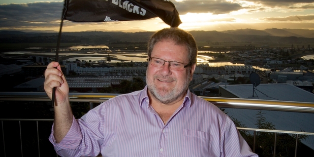 Napier Mayor Bill Dalton, at home in Napier with some of his father's All Blacks memorabilia. PHOTO/GLENN TAYLOR