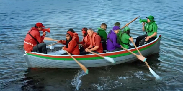 David Cunliffe is in Labour's ad, while National goes boating for laughs.