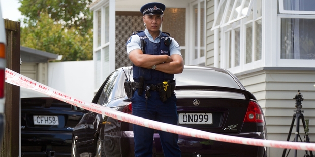 Police outside the Manurewa house. Photo / Richard Robinson