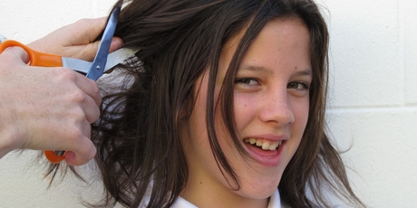 Jenna Hetaraka, 12, has raised more than $2200 for Leukaemia and Blood Cancer NZ by offering to cut off her hair. PHOTO / PETER DE GRAAF
