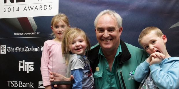 Pride of NZ winner Wayne Stevens with his children. Picture / Paul Taylor