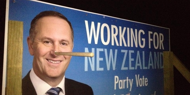 Pino-Key-o. Wonder if the defacer was caught on camera doing this billboard? My money's on a drummer.