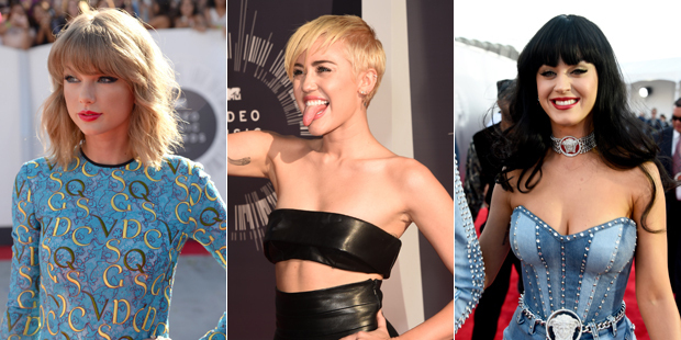 Taylor Swift, Miley Cyrus and Katy Perry at the MTV Video Music Awards. Photos / Getty Images