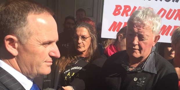 Pike River families make their case to John Key. Photo / Claire Trevett