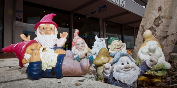 These seven suspected stolen gnomes were handed in to Hawke's Bay Today this week. Photo / Glenn Taylor