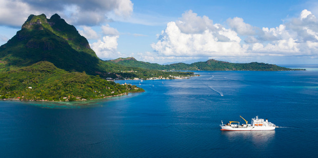 The Aranui III freighter carries 200 passengers and takes 17 two-week voyages to the Marquesas Islands each year. Photo / Supplied