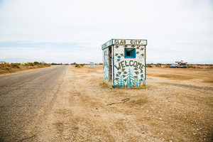 The entrance to Slab City in Niland. Picture / Babiche Martens