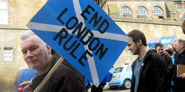 The campaign to separate from London appears to have about 43 per cent support, though significantly more in the Highlands. Photo / AP