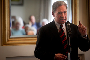 Winston Peters was urging voters to use their party vote for NZ First. Photo / Warren Buckland