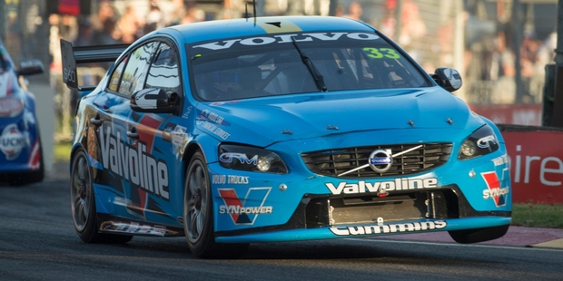 Scott McLaughlin managed his worn tyres well to guide his S60 home. Photo / Mark Horsburgh