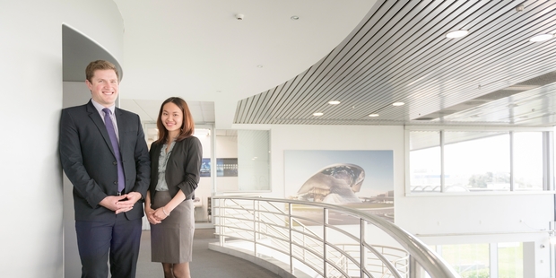 Tom Dyson (left) and Lynley Tam have found an entry into BMW through its intern system. Photo / Ted Baghurst