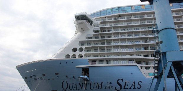 The bow of the 167,800 tonne cruise ship Quantum of the Seas - being built for Royal Caribbean at the Meyer Werft shipyard in Germany. Photo / Grant Bradley