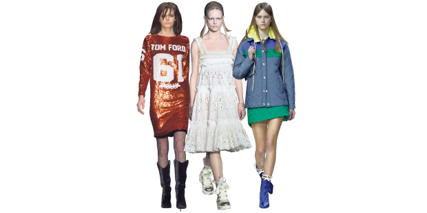 Americana at Tom Ford; romance at Alexander McQueen and normcore at Miu Miu. Pictures / AP Images