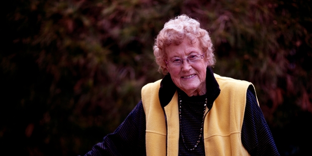Betty Somerville, aged 91, is a picture of health and happiness and says life is what you make of it. Photo / Dean Purcell