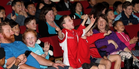 PACKED: More than 1000 people flocked to the Napier Municipal Theatre yesterday for the free Meet The All Blacks event. HBT14018808