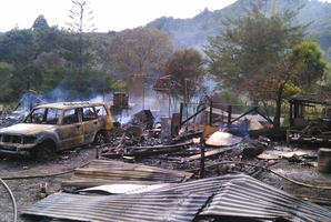 A blaze gutted a Far North home where police found the body of a man they had tried to negotiate out of the building for about four hours. Photo / Supplied
