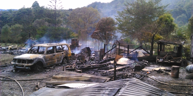 A blaze gutted a Far North home where police found the body of a man they had tried to negotiate out of the building for about four hours. Photo / Supplied