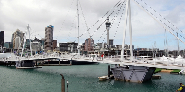 The Te Wero drawbridge was only meant to be temporary, but it's working well. Photo / Doug Sherring