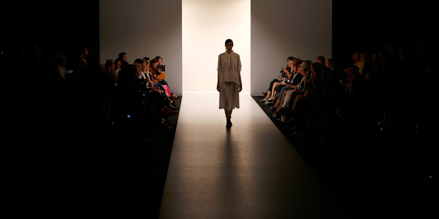 A model walks the runway at Salasai during New Zealand Fashion Week 2014. Picture / Getty Images