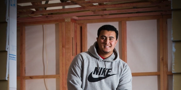 Deniro Larsen-Marsters, the 9000th building industry apprentice, says he someday hopes to run his own crew. Photo / Greg Bowker