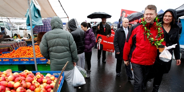 David Cunliffe got a warm reception from supporters at the Avondale market yesterday. Photo / Jason Oxenham